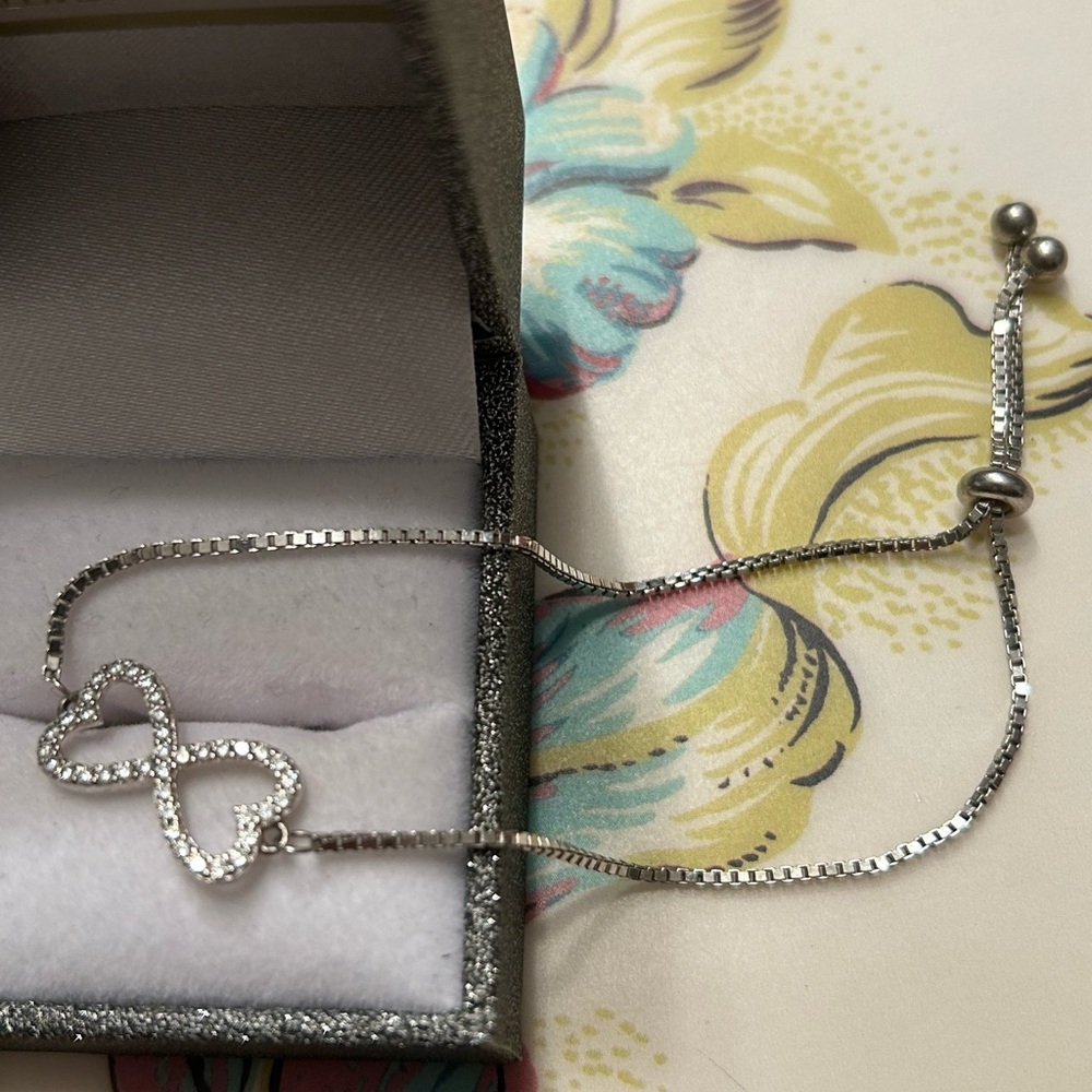 Two hearts 925 adjustable bracelet NWOT